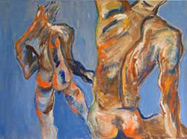 Two Men -- 30" x 22" -- mix medium on paper